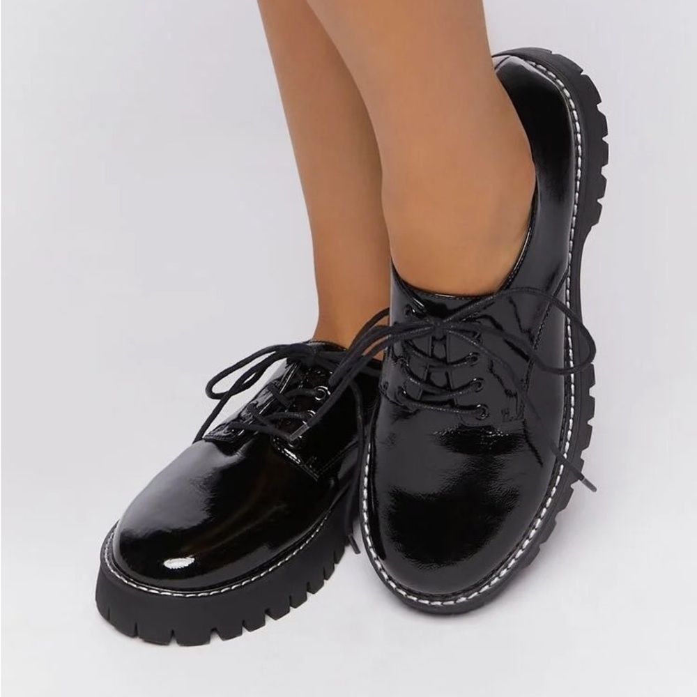 Faux Patent Leather Oxford Sneakers